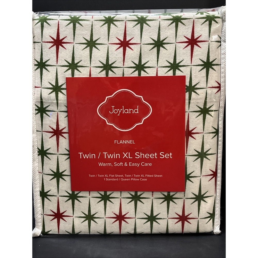 Joyland Flannel Twin/Twin XL Sheet Set Red Green Christmas Holiday New Set